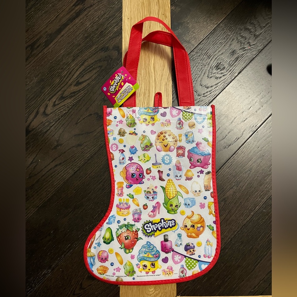 (5 for $15) NWT Shopkins Plastic Reusable Christmas Stocking